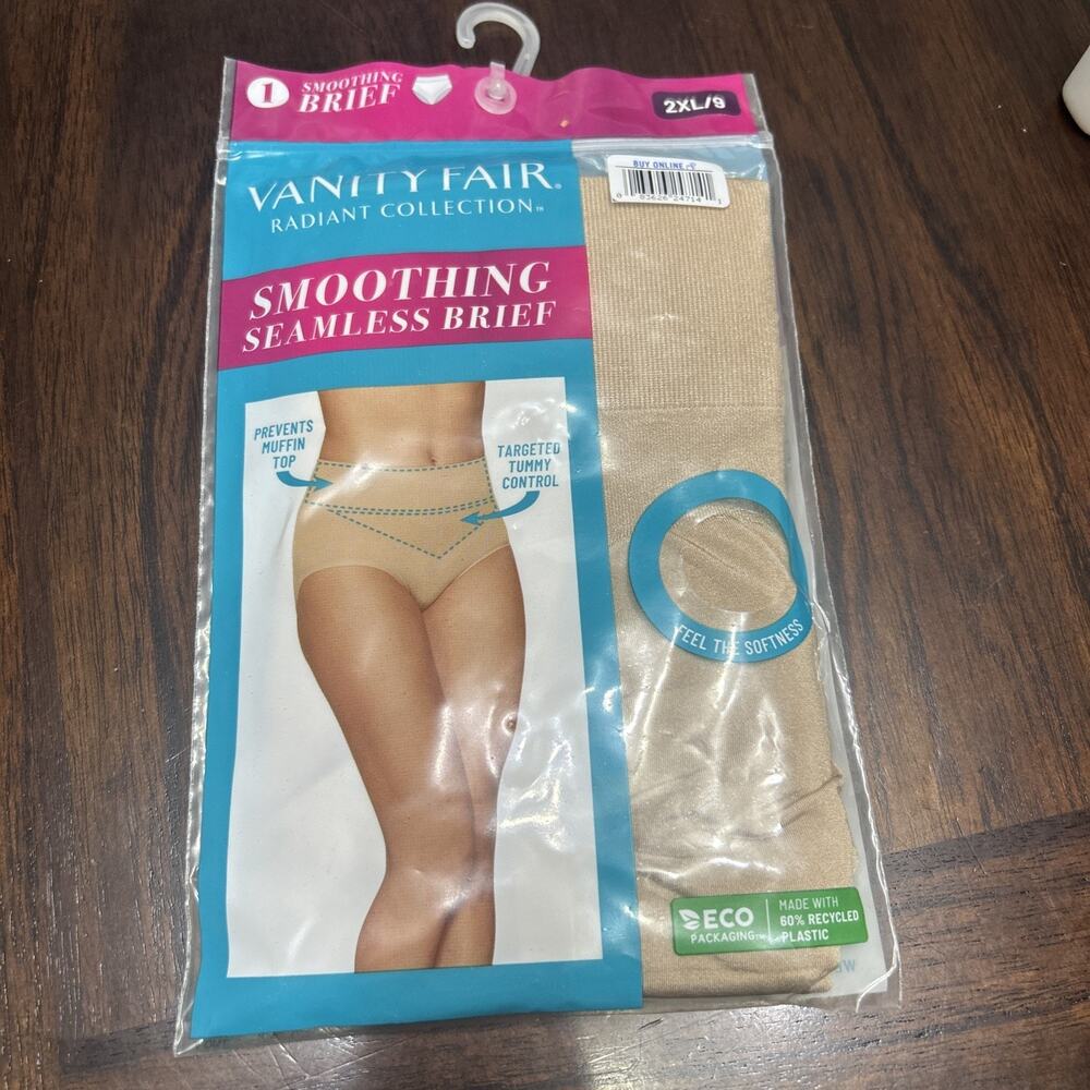Vanity Fair Radiant Collection Smoothing Seamless Brief Panty 2XL/9 Beige
